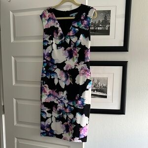 ANTONIO MELANI Floral Midi Dress - Black, Purple, White